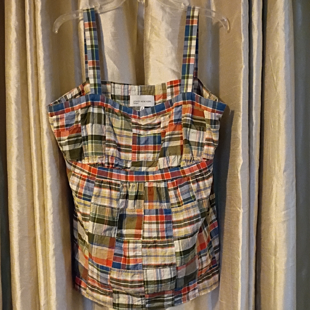 🎨VIBRANT JONES NEW YORK PATCHWORK PLAID TOP🎨
